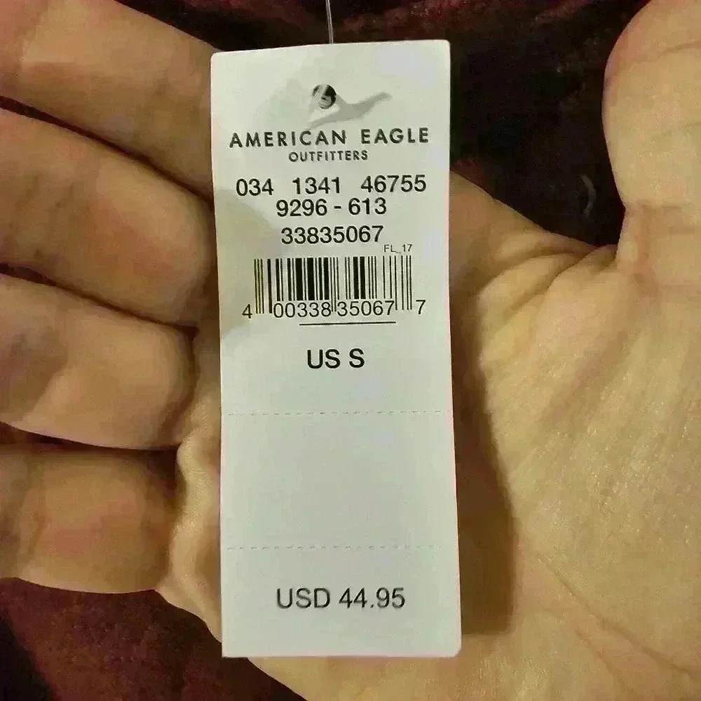 American Eagle Long Sleeve NWT Maroon Sweater Oversized S - Picture 2 of 6